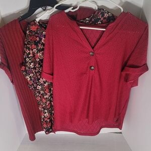 Bundle of 3 SHEIN Maroon Buttoned Blouses. Size XL